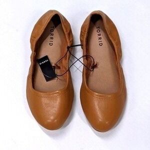 Quiet Luxury Cognac‎ Scrunch Ballet Flats Torrid NWT Slip On Comfort Size 6.5W